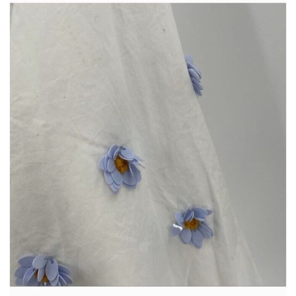 DHRUV KAPOOR Anthropologie Cotton Embroidered Button Down Shirt 3D Flowers Sz. S - Picture 5 of 11